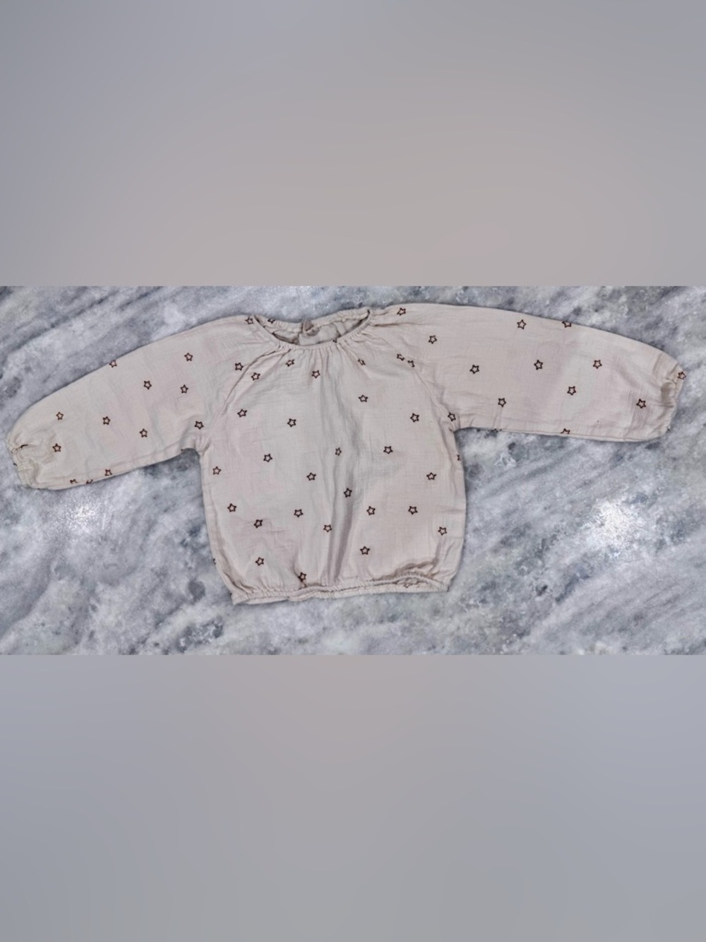 Quincy Mae Cream Top with Brown Star Outline Print